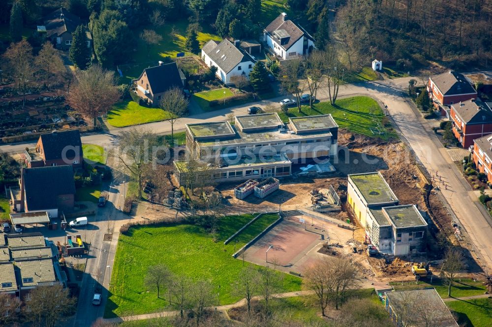 Aerial image Rheurdt - Construction site for the deconstruction of the former Martinus school building on Meistersweg in Rheurdt in the state of North Rhine-Westphalia