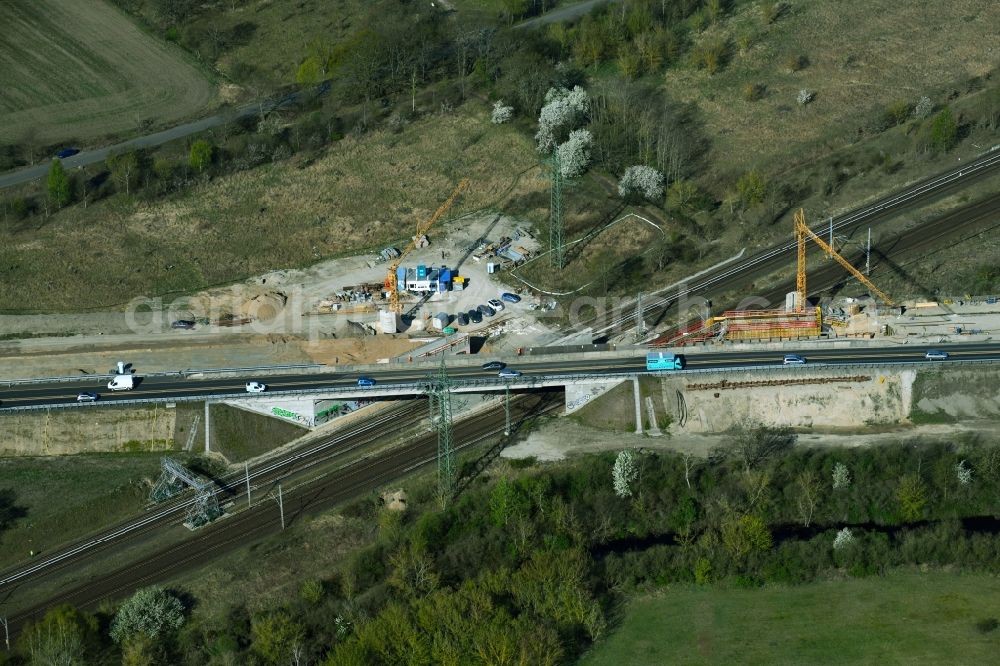 Aerial image Berlin - Construction site for the rehabilitation and repair of the motorway bridge construction of outer ring railway bridge of BAB 114 in Berlin, Germany