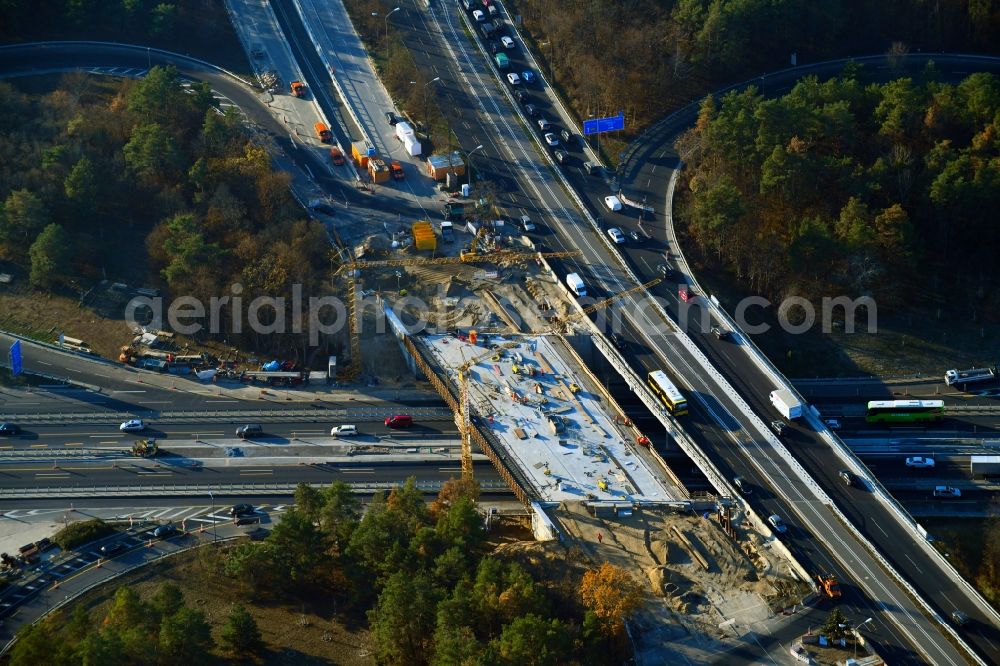 Aerial image Berlin - Construction site for the rehabilitation and repair of the motorway bridge construction BAB A115 - B1 in the district Zehlendorf in Berlin, Germany