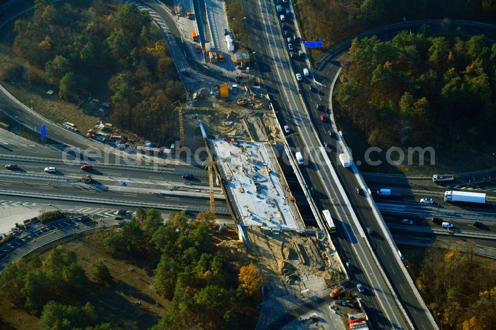 Aerial photograph Berlin - Construction site for the rehabilitation and repair of the motorway bridge construction BAB A115 - B1 in the district Zehlendorf in Berlin, Germany