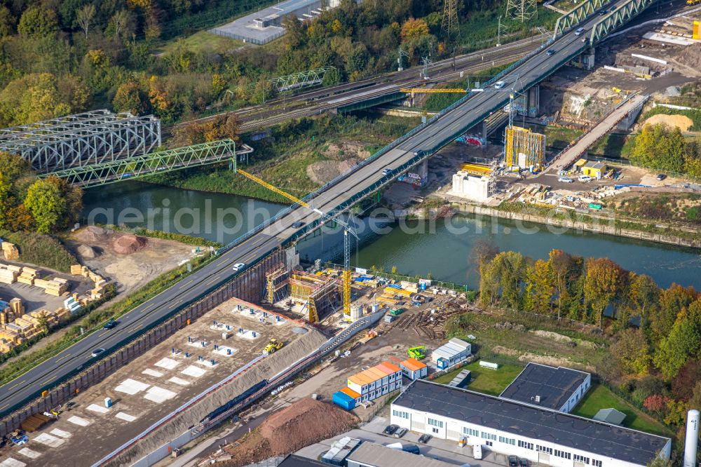 Aerial photograph Herne - Construction site for the rehabilitation and repair of the motorway bridge construction Emschertalbruecke on street A43 in Herne at Ruhrgebiet in the state North Rhine-Westphalia, Germany