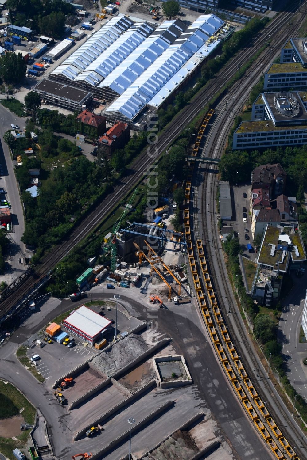 Stuttgart from the bird's eye view: Construction site for new train- tunnel construction Tunnel Cannstatt S21 in the district Nord in Stuttgart in the state Baden-Wurttemberg, Germany