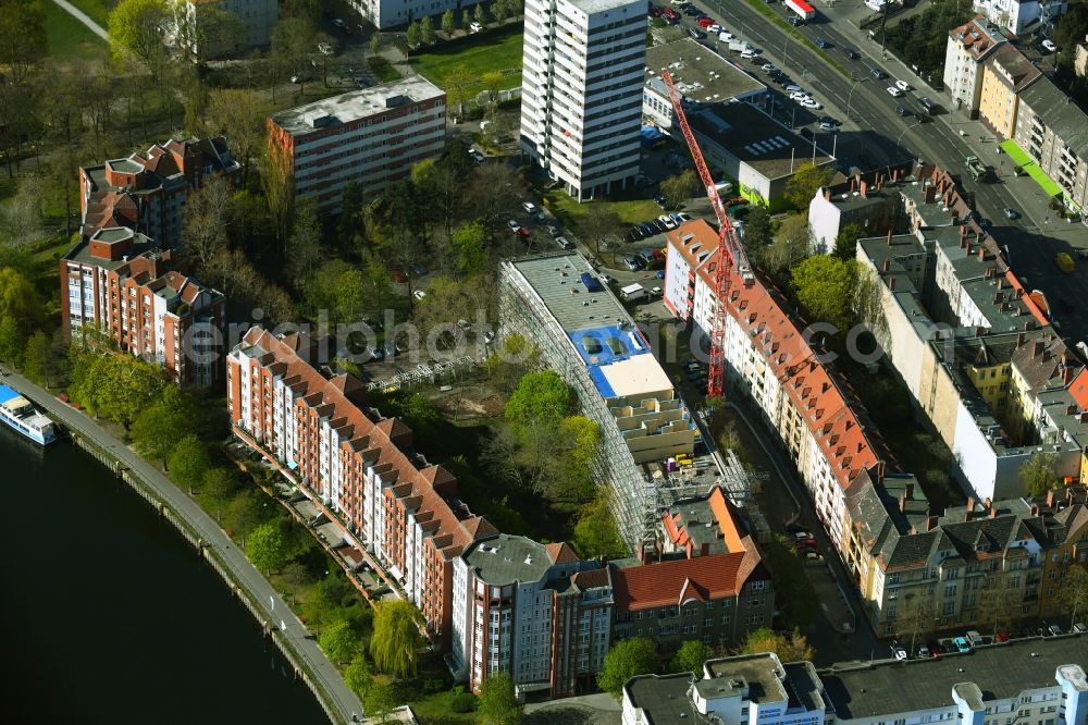 Berlin from above - Construction for the reconstruction and expansion of the old building on Diedenhofener Strasse - Strassburger Strasse - Sedanstrasse in the district Spandau in Berlin, Germany