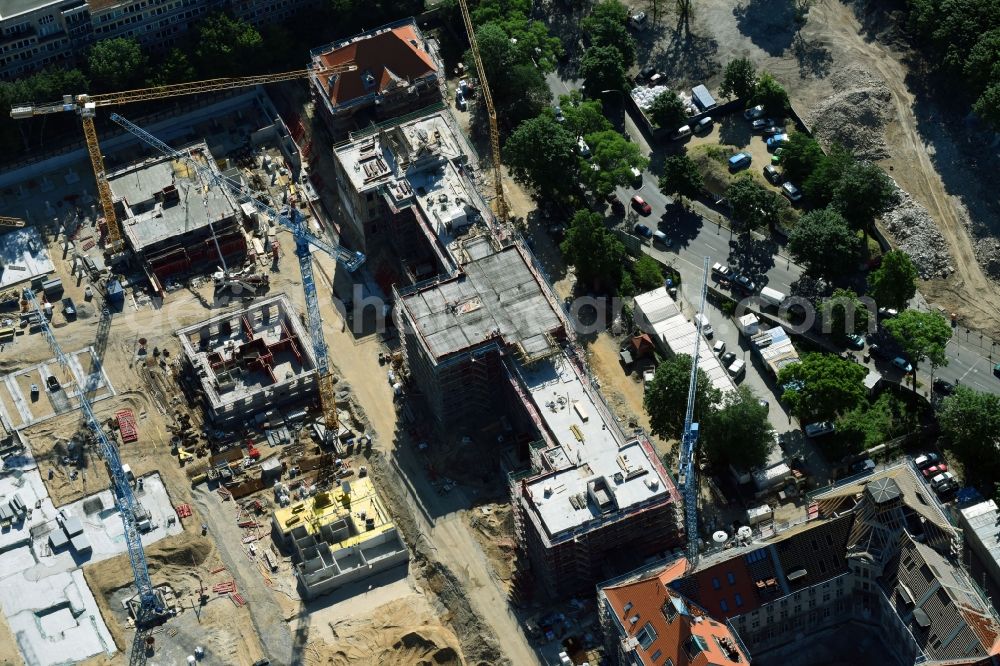 Berlin from above - Construction for the reconstruction and expansion of the old buildings listed building of AVILA Projektmanagement GmbH on Mariendorfer Weg in the district Neukoelln in Berlin