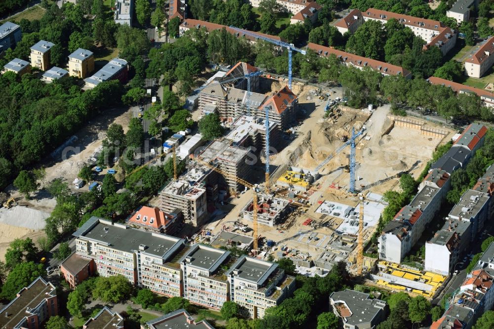 Berlin from above - Construction for the reconstruction and expansion of the old buildings listed building of AVILA Projektmanagement GmbH on Mariendorfer Weg in the district Neukoelln in Berlin