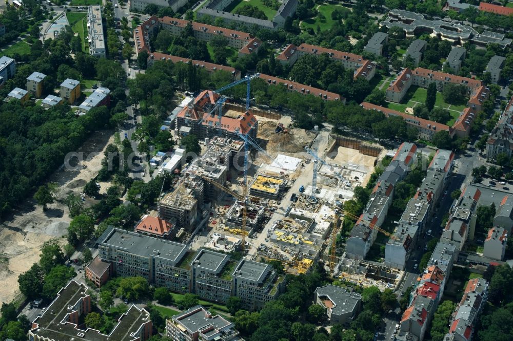 Berlin from above - Construction for the reconstruction and expansion of the old buildings listed building of AVILA Projektmanagement GmbH on Mariendorfer Weg in the district Neukoelln in Berlin