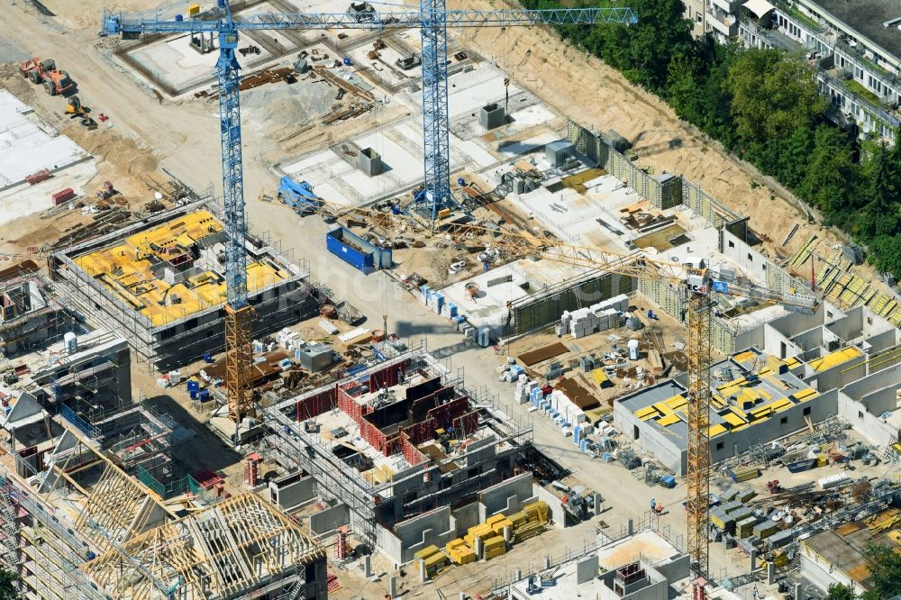 Berlin from above - Construction for the reconstruction and expansion of the old buildings listed building of AVILA Projektmanagement GmbH on Mariendorfer Weg in the district Neukoelln in Berlin