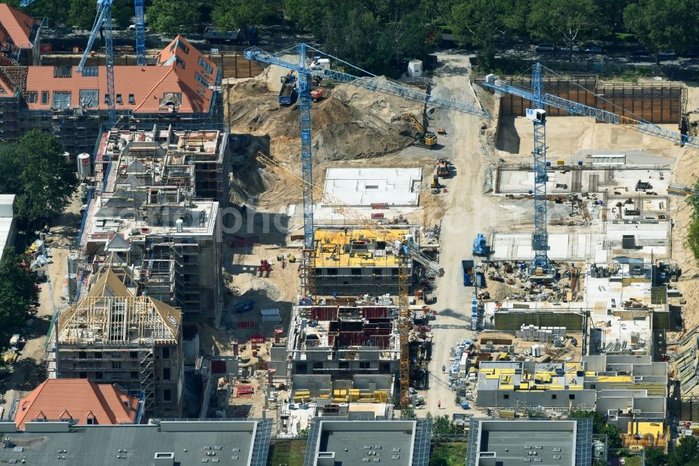 Aerial photograph Berlin - Construction for the reconstruction and expansion of the old buildings listed building of AVILA Projektmanagement GmbH on Mariendorfer Weg in the district Neukoelln in Berlin