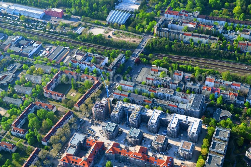 Aerial image Berlin - Construction for the reconstruction and expansion of the old buildings listed building on Mariendorfer Weg in the district Neukoelln in Berlin