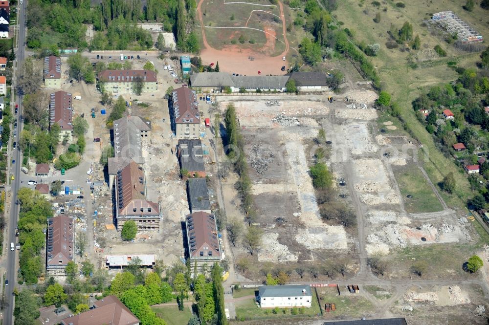 Aerial image Berlin - Construction for the reconstruction and expansion of the old buildings listed building Patersdorfer - Regener - Zachenberger Strasse in the district Karlshorst in Berlin