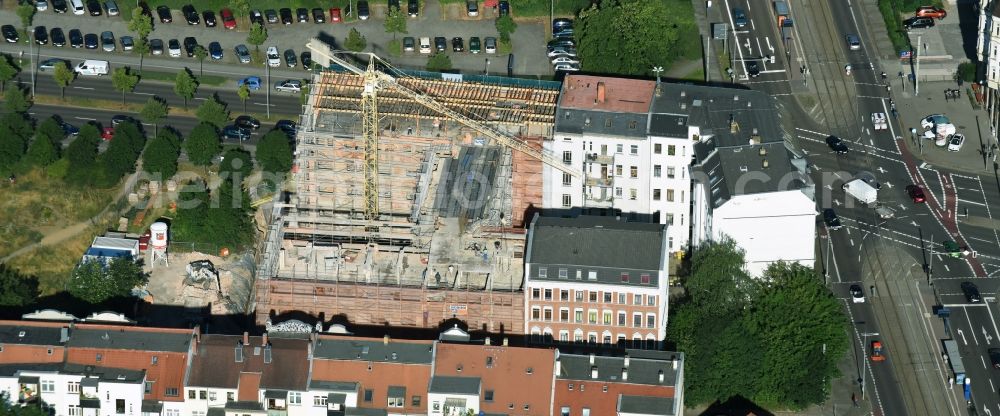 Aerial photograph Leipzig - Construction for the reconstruction and expansion of the old buildings listed building Perthesstrasse - Gerichtsweg in Leipzig in the state Saxony