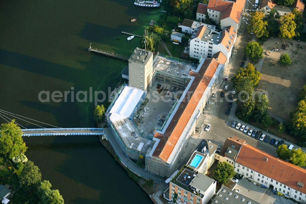 Berlin from above - Construction for the reconstruction of Berufsfeuerwache and Freiwillige Feuerwehr Koepenick on Katzengraben in the district Koepenick in Berlin, Germany