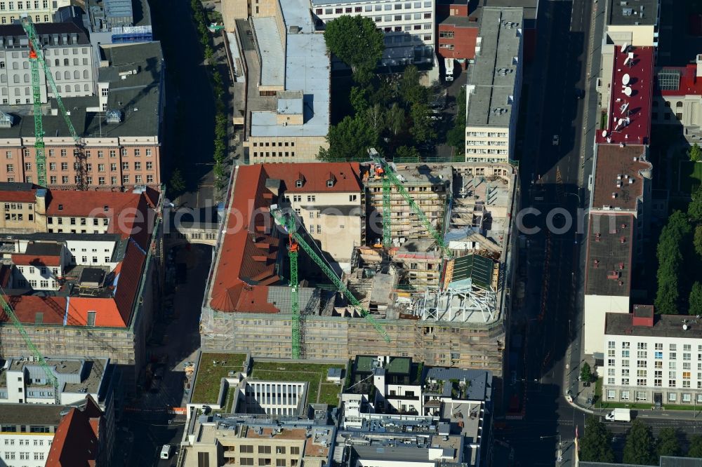 Aerial photograph Berlin - Construction for the reconstruction of Bunofministerium fuer Gesundheit, Berlin on Mauerstrasse - Glinkastrasse in the district Mitte in Berlin, Germany