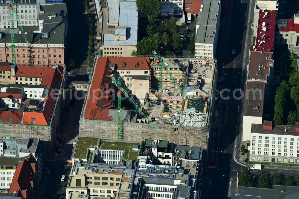 Berlin from above - Construction for the reconstruction of Bunofministerium fuer Gesundheit, Berlin on Mauerstrasse - Glinkastrasse in the district Mitte in Berlin, Germany