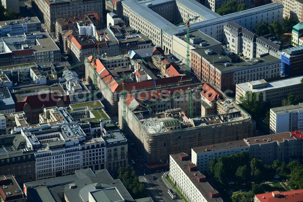 Aerial image Berlin - Construction for the reconstruction of Bunofministerium fuer Gesundheit, Berlin on Mauerstrasse - Glinkastrasse in the district Mitte in Berlin, Germany