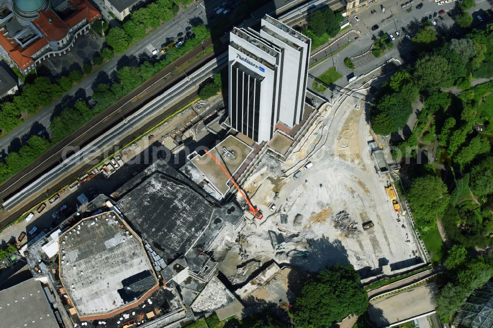 Aerial photograph Hamburg - Construction for the reconstruction of CCH - Congress Center Hamburg on Marseiller Strasse in Hamburg, Germany