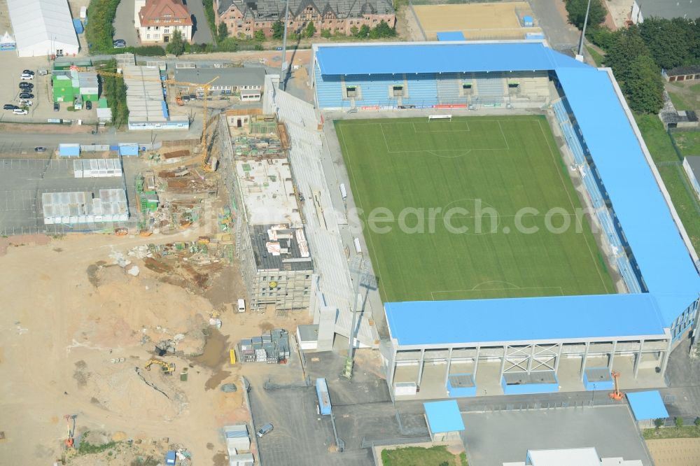 Aerial photograph Chemnitz - Construction site of the football stadium of FC Chemnitz in Saxony