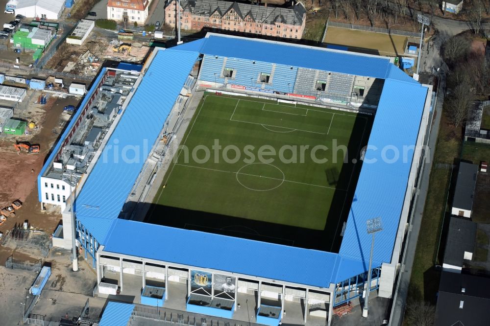 Aerial image Chemnitz - Construction site of the football stadium of FC Chemnitz in Saxony