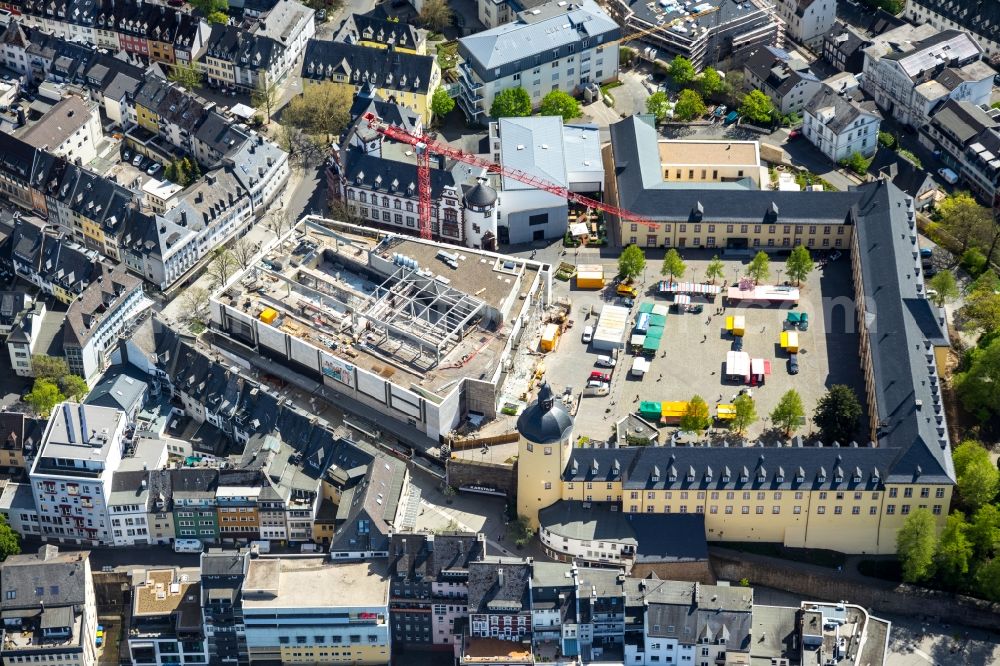 Aerial photograph Siegen - Construction for the reconstruction the formerly Einkaufszentrum zum Seminar- and Hoersaalzentrum in Siegen in the state North Rhine-Westphalia, Germany