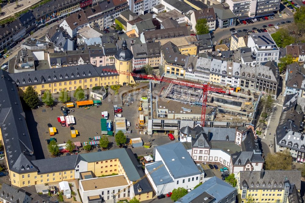 Aerial image Siegen - Construction for the reconstruction the formerly Einkaufszentrum zum Seminar- and Hoersaalzentrum in Siegen in the state North Rhine-Westphalia, Germany