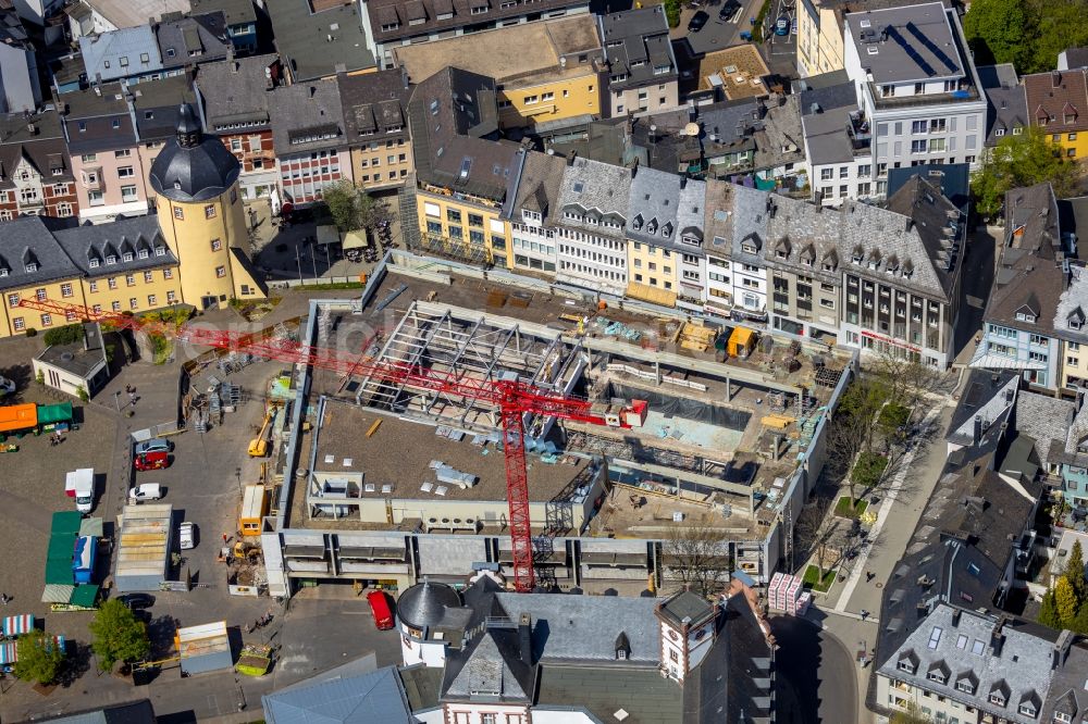 Aerial photograph Siegen - Construction for the reconstruction the formerly Einkaufszentrum zum Seminar- and Hoersaalzentrum in Siegen in the state North Rhine-Westphalia, Germany