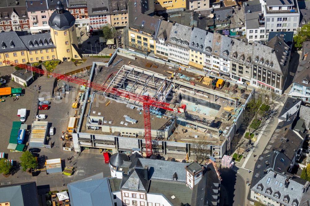 Siegen from above - Construction for the reconstruction the formerly Einkaufszentrum zum Seminar- and Hoersaalzentrum in Siegen in the state North Rhine-Westphalia, Germany