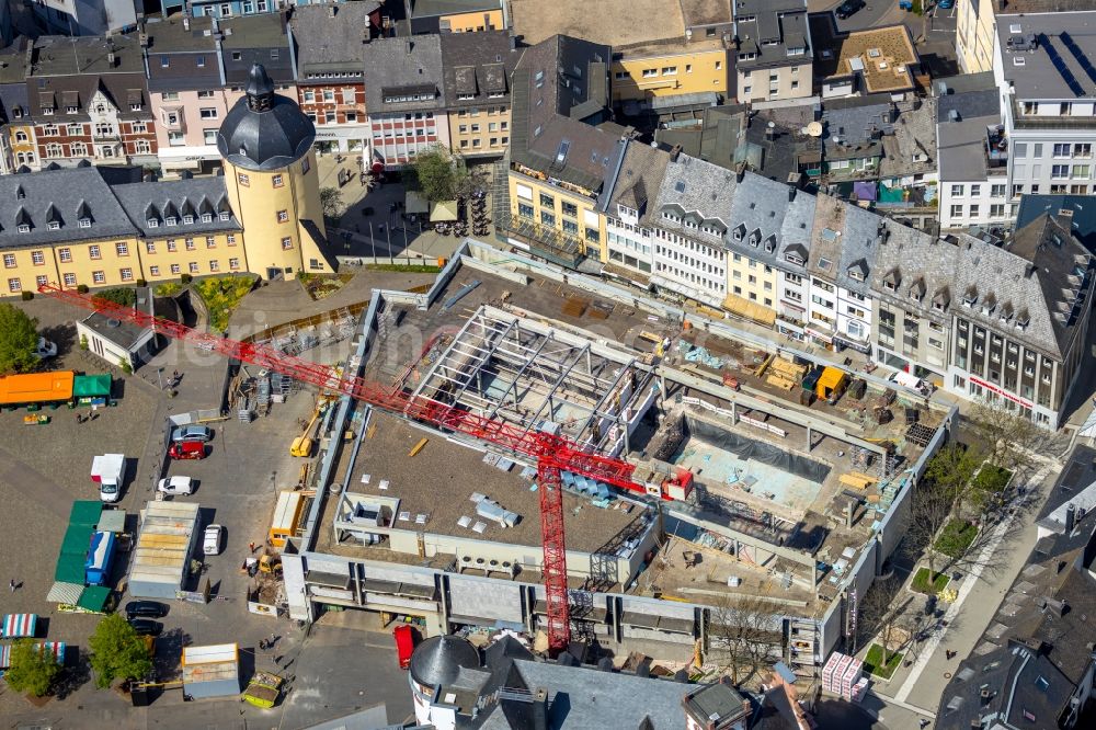 Siegen from the bird's eye view: Construction for the reconstruction the formerly Einkaufszentrum zum Seminar- and Hoersaalzentrum in Siegen in the state North Rhine-Westphalia, Germany