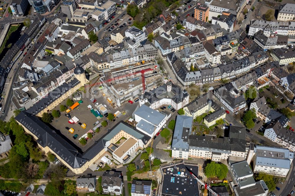 Aerial image Siegen - Construction for the reconstruction the formerly Einkaufszentrum zum Seminar- and Hoersaalzentrum in Siegen in the state North Rhine-Westphalia, Germany