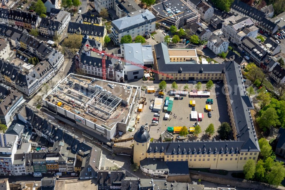 Aerial photograph Siegen - Construction for the reconstruction the formerly Einkaufszentrum zum Seminar- and Hoersaalzentrum in Siegen in the state North Rhine-Westphalia, Germany