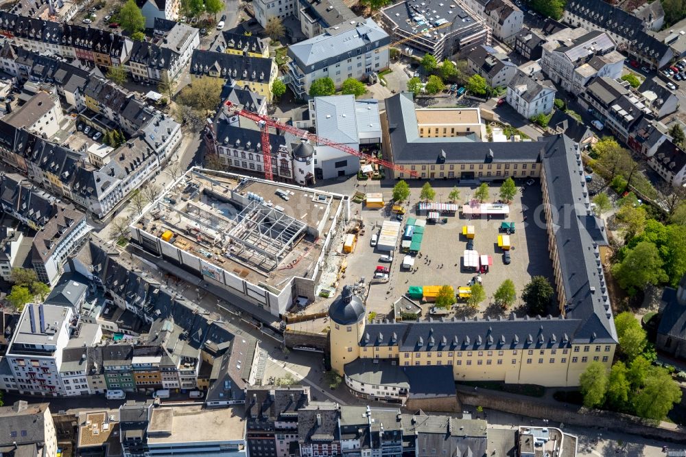 Siegen from above - Construction for the reconstruction the formerly Einkaufszentrum zum Seminar- and Hoersaalzentrum in Siegen in the state North Rhine-Westphalia, Germany