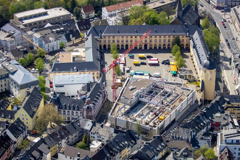 Aerial image Siegen - Construction for the reconstruction the formerly Einkaufszentrum zum Seminar- and Hoersaalzentrum in Siegen in the state North Rhine-Westphalia, Germany