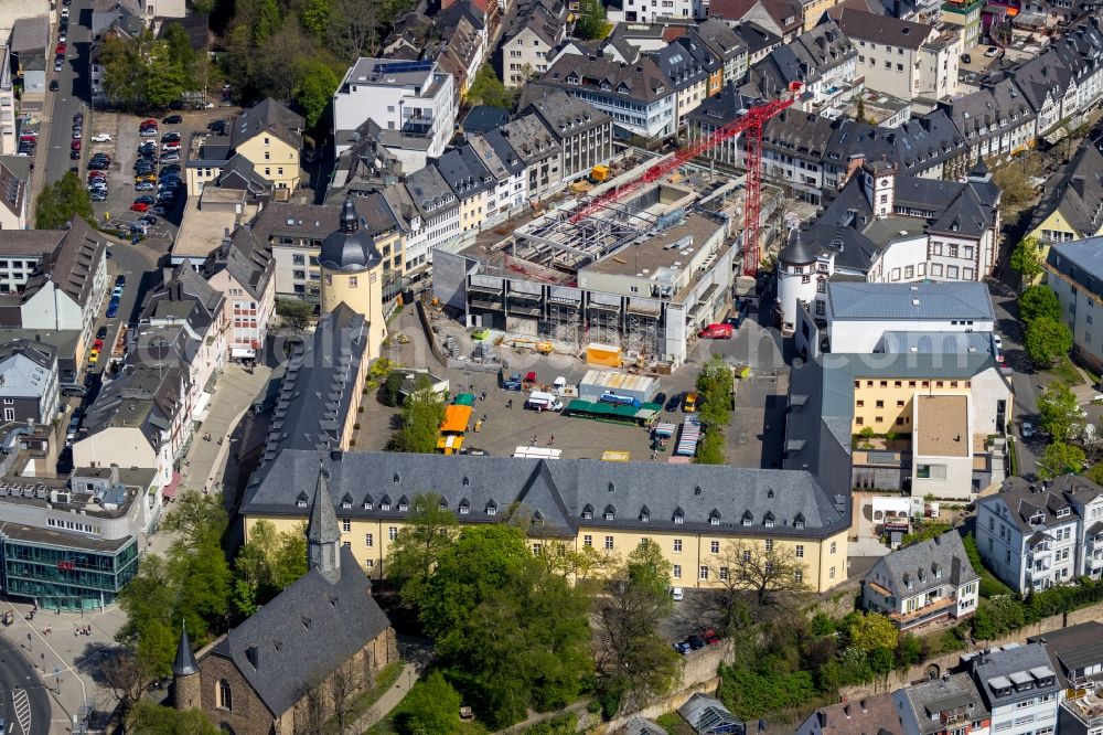 Aerial photograph Siegen - Construction for the reconstruction the formerly Einkaufszentrum zum Seminar- and Hoersaalzentrum in Siegen in the state North Rhine-Westphalia, Germany