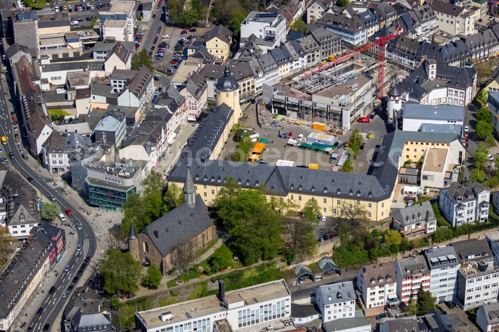 Siegen from above - Construction for the reconstruction the formerly Einkaufszentrum zum Seminar- and Hoersaalzentrum in Siegen in the state North Rhine-Westphalia, Germany