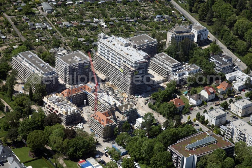 Mainz from the bird's eye view: Construction site for the conversion of the former Hildgardis hospital to the residential district Hildegardis in Mainz in the state Rhineland-Palatinate, Germany