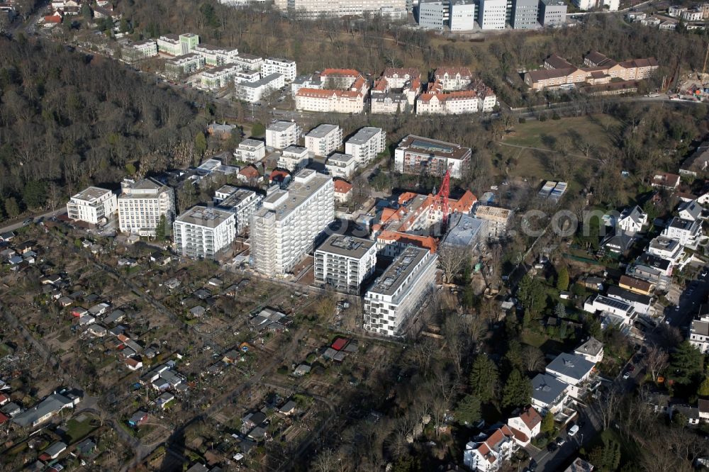 Aerial image Mainz - Construction site for the conversion of the former Hildgardis hospital to the residential district Hildegardis in Mainz in the state Rhineland-Palatinate, Germany
