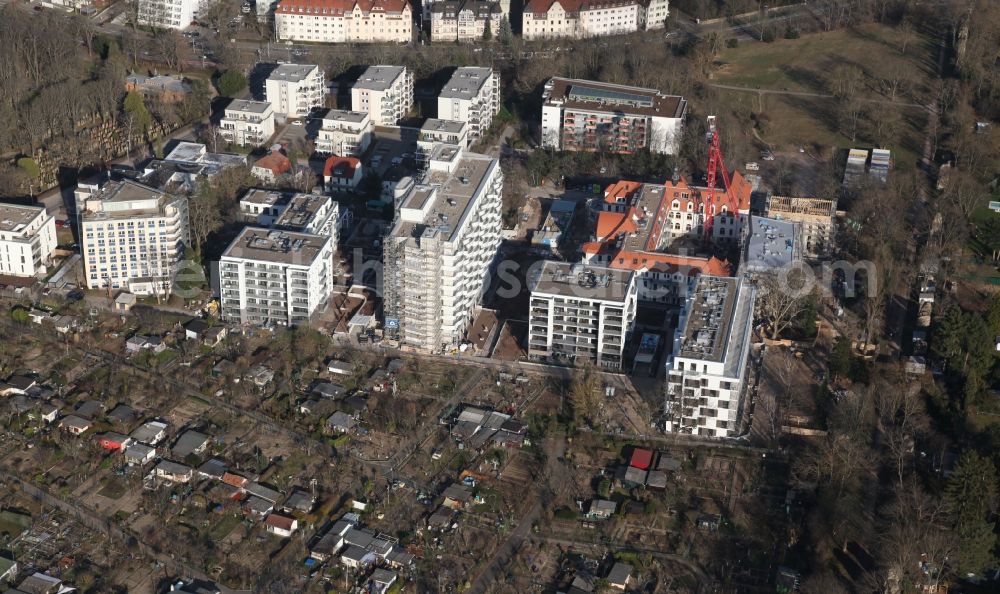 Aerial photograph Mainz - Construction site for the conversion of the former Hildgardis hospital to the residential district Hildegardis in Mainz in the state Rhineland-Palatinate, Germany