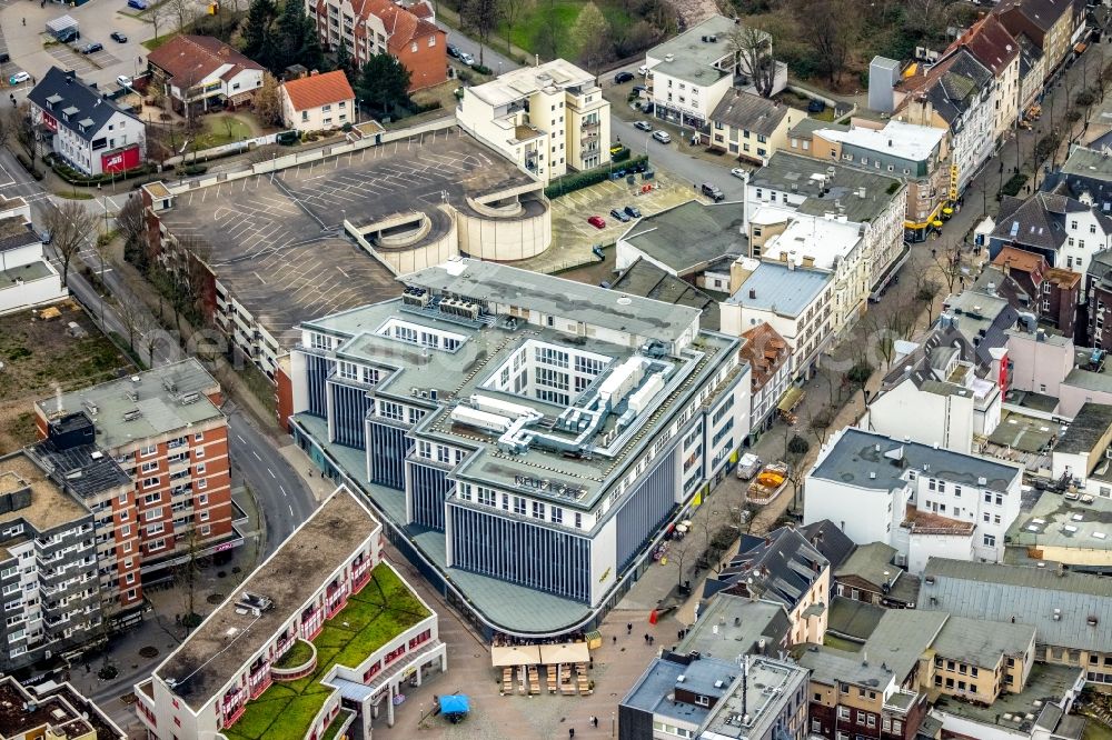 Aerial image Herne - Construction for the reconstruction the formerly Kaufhaus zu einem Buero- and Geschaeftshaus Neue Hoefe Herne on Bahnhofstrasse in Herne in the state North Rhine-Westphalia, Germany