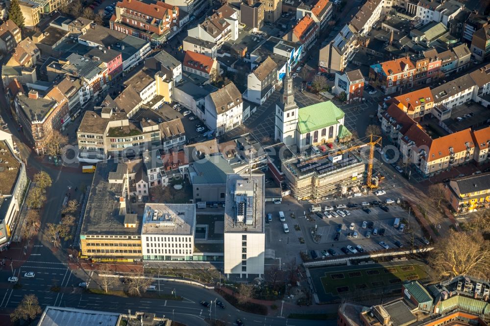 Aerial photograph Hamm - Construction for the reconstruction on Gebaeude of Kirchenbuero Evangelischer Kirchenkreis Honm on Suedenwall in Hamm in the state North Rhine-Westphalia, Germany