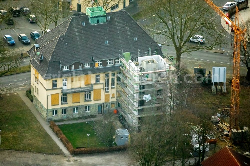 Aerial photograph Hamm - Construction site for reconstruction of the building of the city administration - City Hall Stadt Hamm, Rathaus Heessen on Bockelweg in Hamm in the federal state of North Rhine-Westphalia, Germany