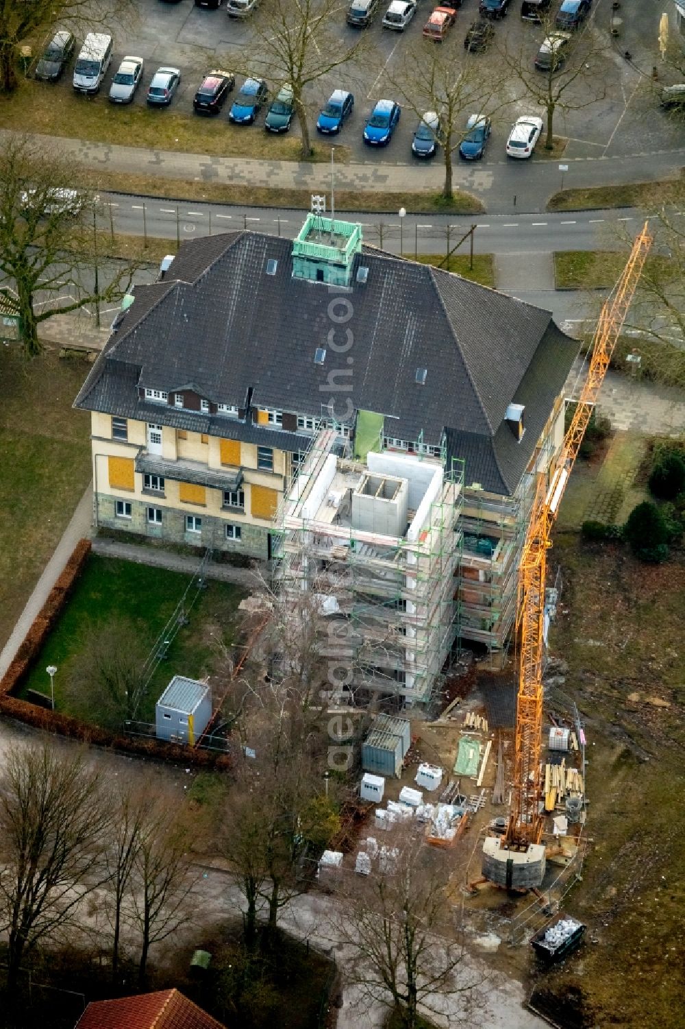 Hamm from above - Construction site for reconstruction of the building of the city administration - City Hall Stadt Hamm, Rathaus Heessen on Bockelweg in Hamm in the federal state of North Rhine-Westphalia, Germany