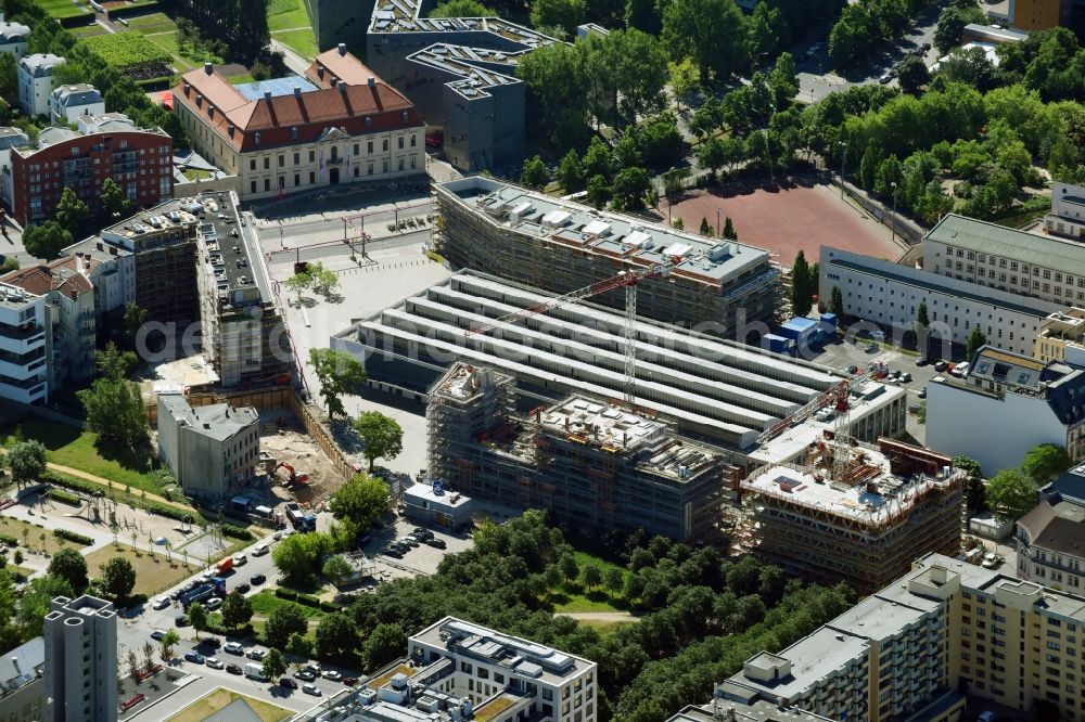 Aerial photograph Berlin - Construction for the reconstruction Site of the former Berliner wholesale flower market on the Encke road Besselstrasse, Friedrichstrasse; Lindenstrasse in Berlin Kreuzberg in Berlin, Germany