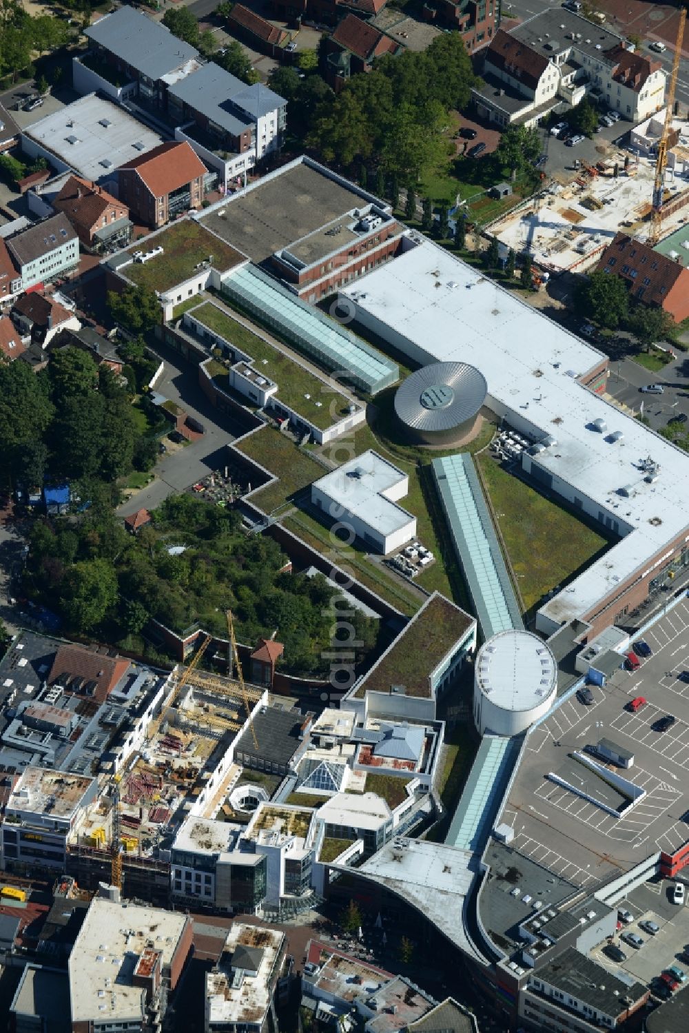 Aerial image Lingen (Ems) - View on a reconstruction site for a new store an and shopping center Lookentor in the Lookenstrasse in Lingen ( Ems ) in the state Lower Saxony