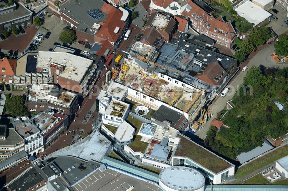 Aerial image Lingen (Ems) - View on a reconstruction site for a new store in the Lookenstrasse in Lingen ( Ems ) headed by the building company Hofschroeer GmbH & Co. KG in the state Lower Saxony