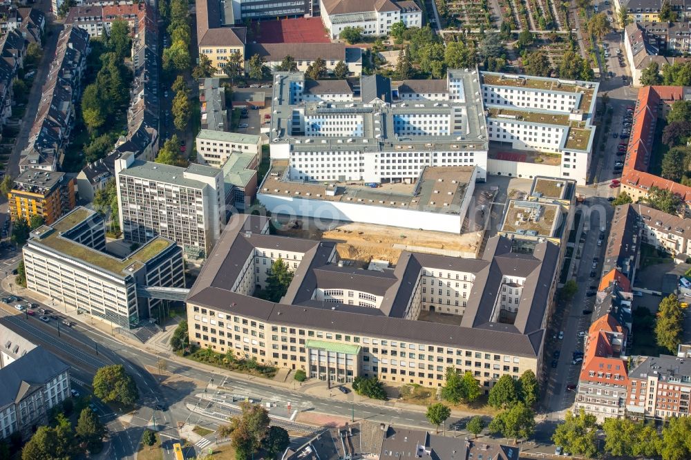 Aerial image Essen - Construction for the reconstruction of the judiciary in Essen in the state North Rhine-Westphalia