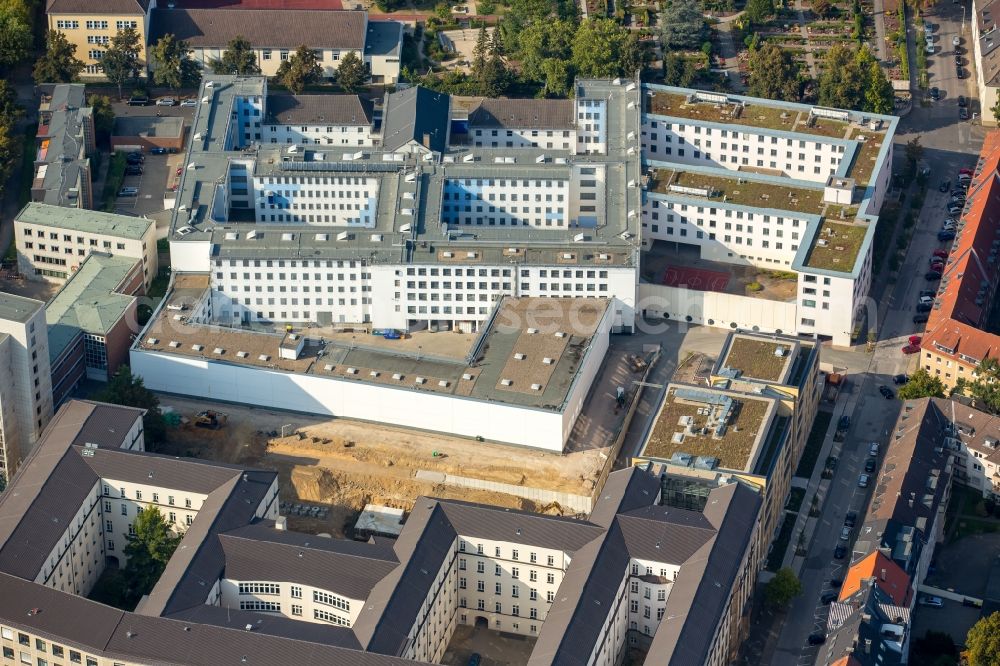 Aerial photograph Essen - Construction for the reconstruction of the judiciary in Essen in the state North Rhine-Westphalia