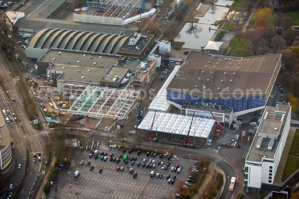 Aerial image Essen - Construction for the reconstruction of the fairground in the Norbertstrasse in Essen in the state North Rhine-Westphalia