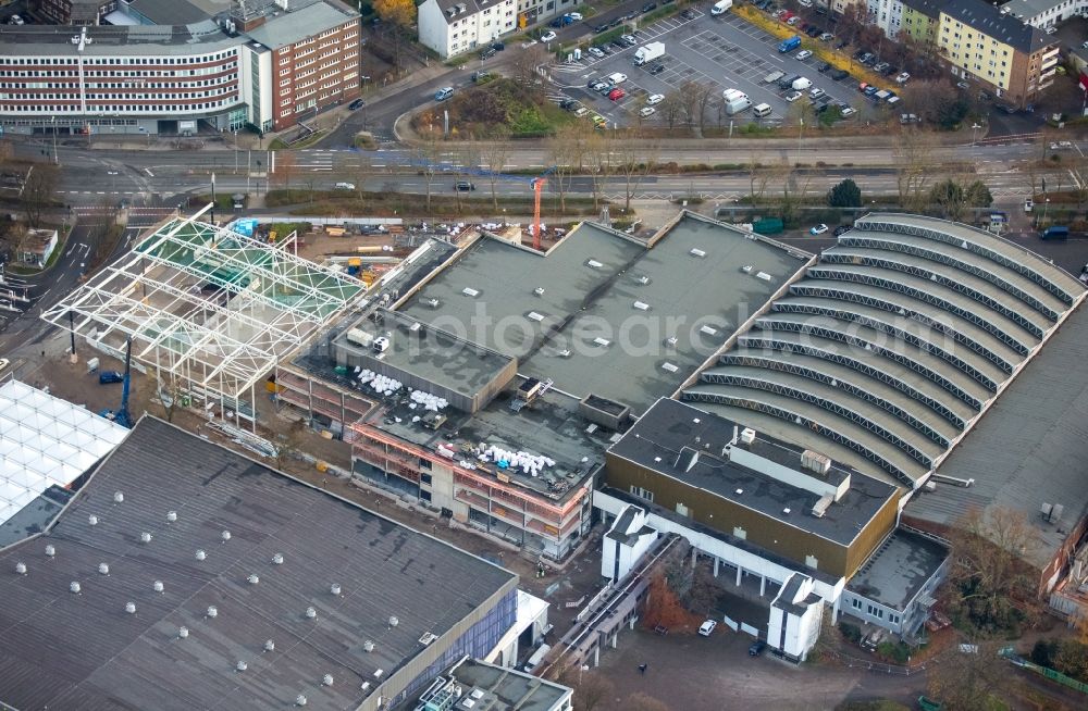 Essen from the bird's eye view: Construction for the reconstruction of the fairground in the Norbertstrasse in Essen in the state North Rhine-Westphalia