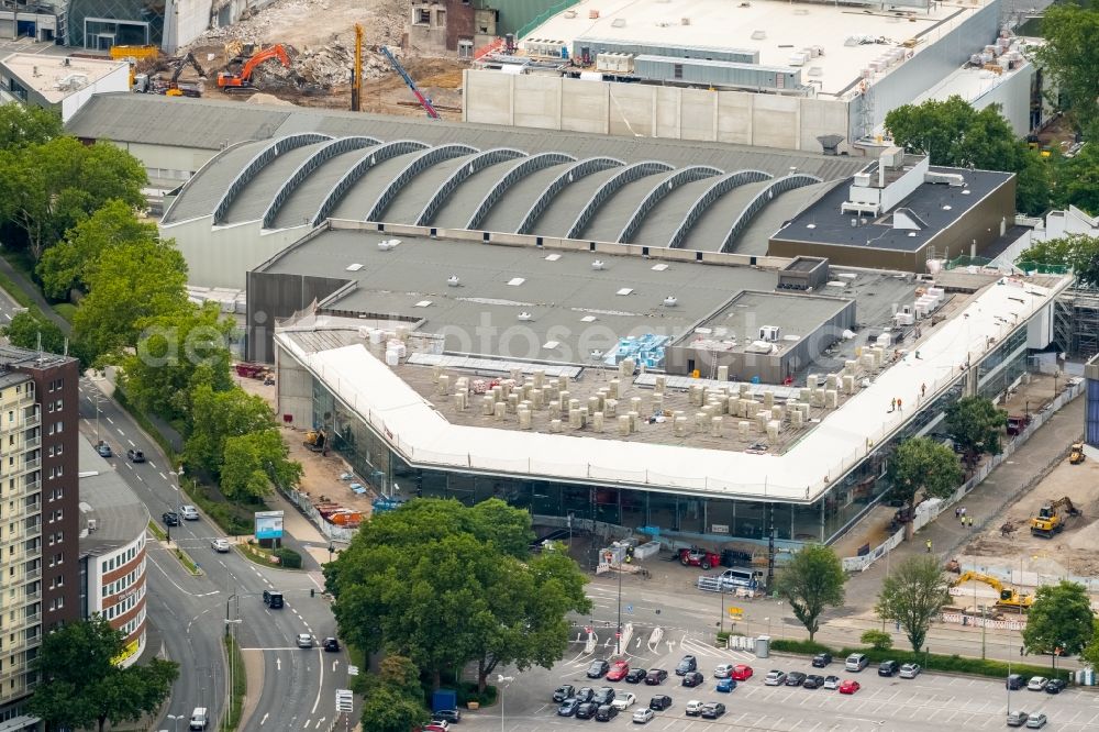 Essen from the bird's eye view: Construction for the reconstruction of the fairground in the Norbertstrasse in Essen in the state North Rhine-Westphalia