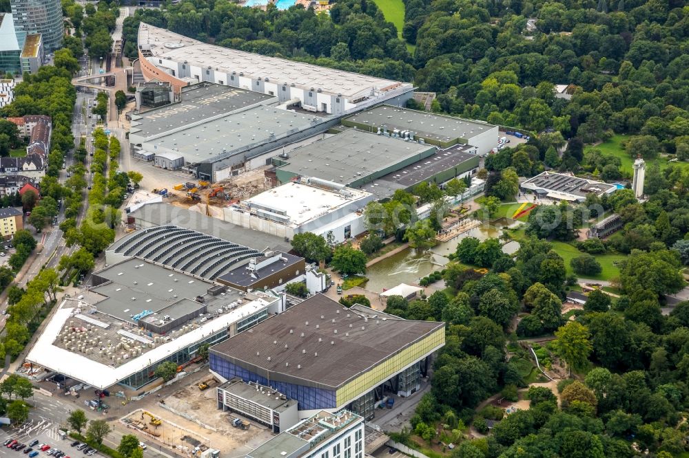 Aerial photograph Essen - Construction for the reconstruction of the fairground in the Norbertstrasse in Essen in the state North Rhine-Westphalia