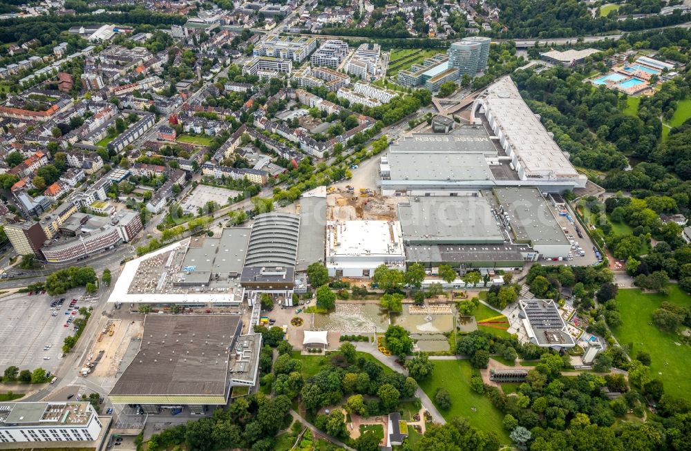 Essen from above - Construction for the reconstruction of the fairground in the Norbertstrasse in Essen in the state North Rhine-Westphalia